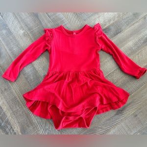 Kyte Baby - Twirl long sleeved bodysuit dress - 12-18mo - Color Cardinal